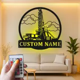 Custom Oil Rig Metal Wall Art | Personalized Drilling Derrick LED Sign | Industrial Oilfield Decor | Gift for Worker