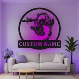 Personalisiertes BMX Radfahrer LED-beleuchtetes Metallschild Geschenk für BMX-Enthusiasten Teenager Schlafzimmer oder Spielzimmer Dekor