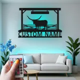 Texas Longhorn Metal Wall Art | Custom Ranch Sign with LED Lights | Personalized Farmhouse Decor for Cattleman