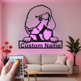 Insegna in metallo personalizzata con luce LED a forma di cane pastore regalo per amanti dei cani decorazione per soggiorno 1