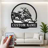 Personalized Snowmobile Metal Sign | LED Light Wall Art | Custom Winter Sports Decor for Cabin | Snowmobiling Enthusiast Gift