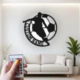 Insegna LED Personalizzata Calciatore | Insegna in Metallo Personalizzata | Decorazione per Stanza Teen e Regalo per Atleta