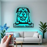 Décoration murale en métal LED personnalisée pour chien Terrier - Cadeau pour les propriétaires d'animaux