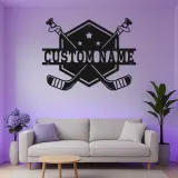 Insegna con nome per hockey personalizzata | Arte in metallo LED per parete | Regalo personalizzato per giocatore per sala giochi | Decorazione per bar sportivi e camere da letto