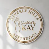 Custom Round Business Sign | Acrylic & Metal Personalized Logo | Salon, Spa & Studio Wall Decor