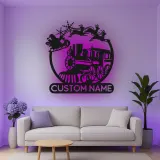 Custom Santa Train Led Light Metal Wall Art Personalized Christmas Gift for Families Holiday Living Room Decor
