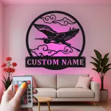 Personalized Heron LED Sign | Custom Metal Wall Art | Outdoor Garden & Patio Decor | Japandi Nature Lover Gift