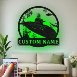 Insegna in metallo LED sottomarino | Regalo personalizzato per veterano della Marina | Decorazione nautica personalizzata per man cave o ufficio