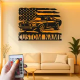 Cartel de metal LED de coche clásico personalizado Regalo para entusiastas de coches Decoración de garaje o man cave