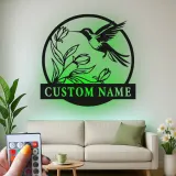 Personalized Hummingbird Metal Sign | LED Light Wall Art | Custom Nature Decor for Home & Office | Bird Lover Gift