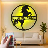 Cartel LED de caballo personalizado | Decoración mural ecuestre personalizada | Decoración para establo y granero | Regalo para amantes de los caballos