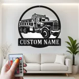 Custom Dump Truck Led Light Metal Wall Art Personalized Gift for Truck Enthusiast Garage or Man Cave Decor