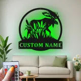 Insegna in metallo LED personalizzata con alce - Regalo per amanti della natura e decorazione per cabine