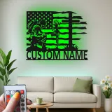 Kneeling Soldier Metal Sign | Custom Military Memorial Wall Art | Personalized Veteran Remembrance Gift with LED