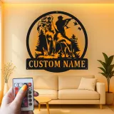 Insegna in metallo personalizzata per cani da caccia | Arte da parete LED Labrador Retriever | Regalo personalizzato per cacciatori per decorare la baita