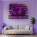 Insegna in metallo personalizzata per campeggio familiare - Luce LED - Regalo avventura all'aperto, decorazione rustica per cabin