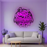 Insegna in metallo personalizzata con uccello e fiori e luce LED regalo per amanti della natura decorazione per soggiorno o giardino