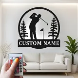 Cartel LED de golf personalizado | Decoración mural de metal a medida para sala de ocio | Decoración con nombre de golfista | Regalo para papá