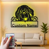 Custom Newfoundland Dog Led Light Metal Wall Art Personalized Pet Lover Gift Living Room or Entryway Decor