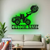 Custom Construction Loader Led Light Metal Wall Art Personalized Gift for Kids Bedroom or Playroom Decor