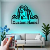 Personalisierte Bloodhound Led-Beleuchtung Metall-Wandkunst Geschenk für Hundeliebhaber Wohnzimmer Haustier-Dekoration