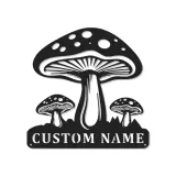 Psychedelisches Pilz-Trio LED-Schild | Personalisiertes Metallschild | Vintage Pilz-Dekor für das Schlafzimmer | Geschenk für Naturfreunde