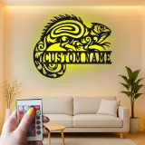 Décoration murale en métal personnalisée avec lézard et rétroéclairage pour les amoureux des reptiles