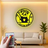 Panneau en métal pour bébé panda personnalisé | Décor de nursery LED personnalisé | Panneau avec couronne florale | Cadeau mignon pour chambre d'enfant