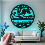 Insegna in metallo LED personalizzata Fattoria di Mucche - Regalo per Agricoltori, Decorazione Rustica per Fienile