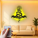 Insegna LED con serpente mistico | Arte in metallo personalizzata | Decorazione celestiale per saloni e studi | Targa gotica personalizzata