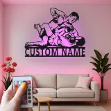 Insegna in metallo MMA personalizzata | Insegna LED per palestra o man cave | Regalo per combattenti di arti marziali