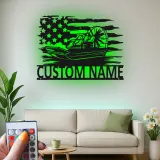 Insegna in metallo personalizzata con luce LED per airboat - Regalo per appassionati di nautica, decorazione per man cave