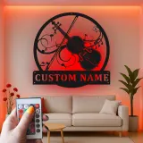Insegna in metallo LED a forma di violino personalizzata, regalo per musicisti, decorazione per stanza musicale per amanti del violino