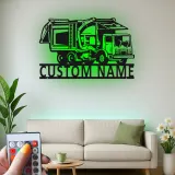 Custom Garbage Truck LED Sign | Personalized Metal Wall Art | Waste Management Driver Gift | Industrial Man Cave Decor