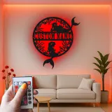 Personalisierte Meerjungfrau LED-Schild | Benutzerdefinierte Metall-Wandkunst | Ozean-Fantasie Kinderzimmerdekoration | Geschenk für Mädchenzimmer