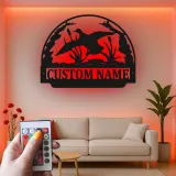 Custom Duck Hunting Scene Led Light Metal Wall Art Personalized Gift for Hunters Cabin or Lodge Decor