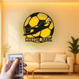 Letrero metálico personalizado de portero | Arte mural LED de fútbol | Decoración con nombre a medida para habitación del jugador | Regalo para aficionados al deporte