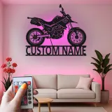Insegna in metallo personalizzata moto con luce LED regalo per appassionati di motociclette, decorazione per garage o man cave