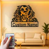 Custom Dog Breed Led Light Metal Wall Art Personalized Pet Parent Gift Living Room Animal Decor