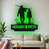 Cartel Personalizado de Caza | Arte de Metal LED para Padre e Hijo | Decoración de Cabaña Personalizada para Papá