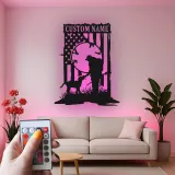 Insegna in metallo personalizzata con luce LED per cacciatori e cani, regalo personalizzato per amanti dell'outdoor, decorazione per man cave