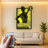 Custom Water Polo Player Led Light Metal Wall Art Personalized Sports Gift for Athletes Game Room Decor