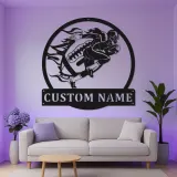 Cartel de metal personalizado de jugador de fútbol americano | Arte mural LED personalizado para habitación infantil | Regalo decorativo para deportistas en día de partido