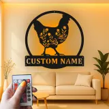 Cartel de metal LED Silueta de Pollo Personalizado Regalo de Granja Decoración de Cocina o Jardín