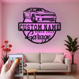 Personalisierte LED-Metall-Wandkunst für die Autogarage – Geschenk für Auto-Enthusiasten, Garagendekor-Schild 1