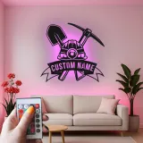 Personalisierte LED Metall-Wandkunst für Bergleute – Geschenk für Garage oder Werkstatt