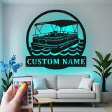 Insegna LED Personalizzata per Barca Pontoon | Arte Murale in Metallo Personalizzata | Decorazione Nautica per Casa al Lago per Naviganti