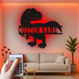 Insegna in metallo LED personalizzata con dinosauro per decorare la stanza dei bambini, regalo unico per amanti dei dinosauri