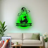 Insegna LED in metallo con pinguino personalizzata | Arte da parete per cameretta | Decorazione luminosa con nome del bambino | Regalo premium pulcino imperatore