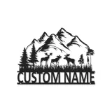 Custom Moose Mountain Metal Sign | LED Rustic Wildlife Wall Art | Personalized Cabin Decor Gift for Nature Lovers